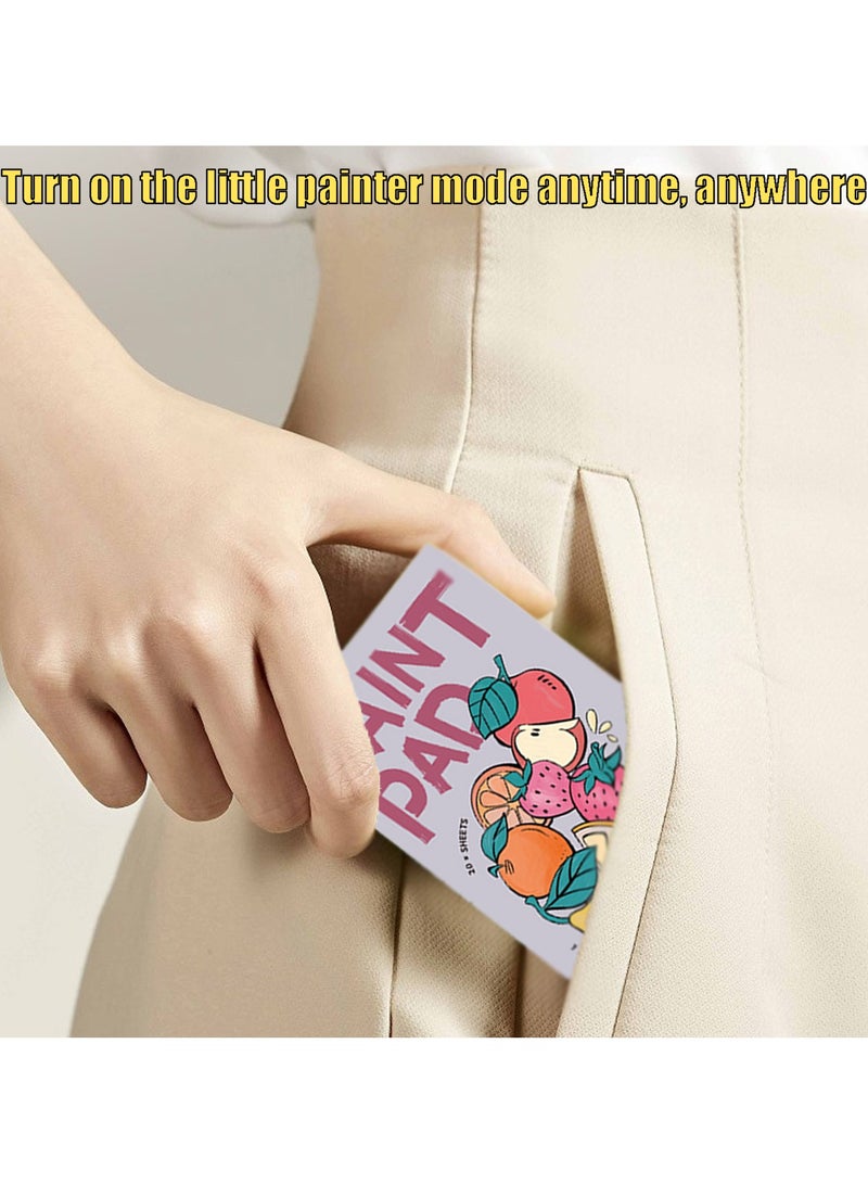 CMGTYYD Mini Paint Pad, Mini Watercolour Paint Pad, Watercolor Canvas, Mini Canvas, Mini Canvas with 1 Brush and 6 Colored Pigments, Puzzle Casual Toy for Exercising Color Skills - Image 3