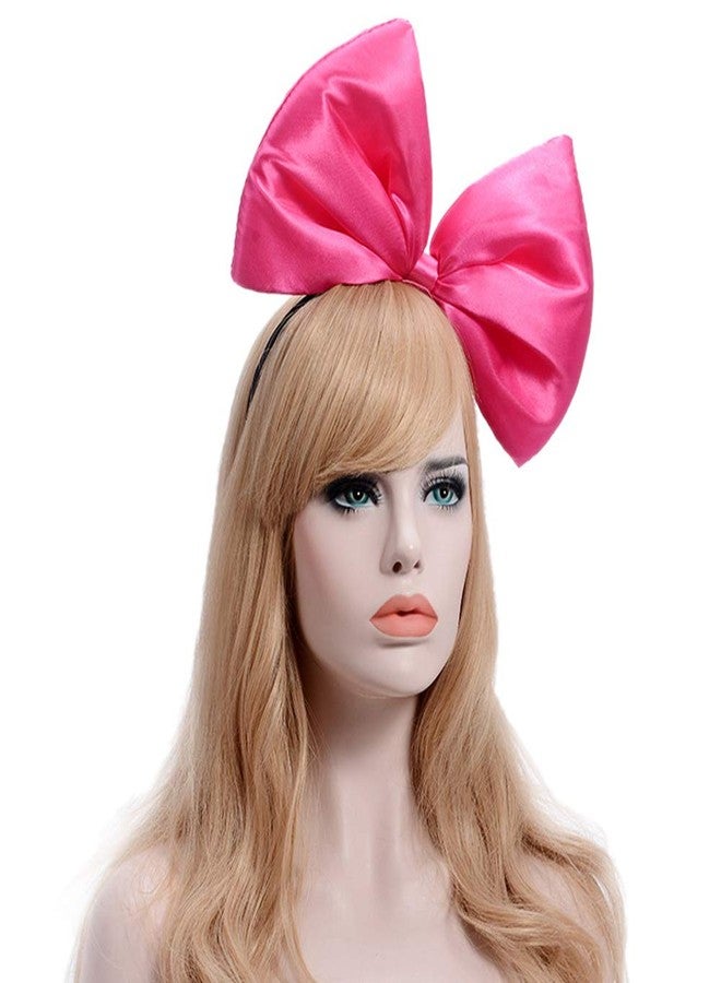 WLBON Bow Headband Bowknot Hair Bands Big Bow Halloween Hair Hoops Women Bow Hairband Party Decoration Headdress Cosplay Costume Headwear Handmade Headpiece Birthday Christmas Hair Accessories 1 Pack Rose - Image 1