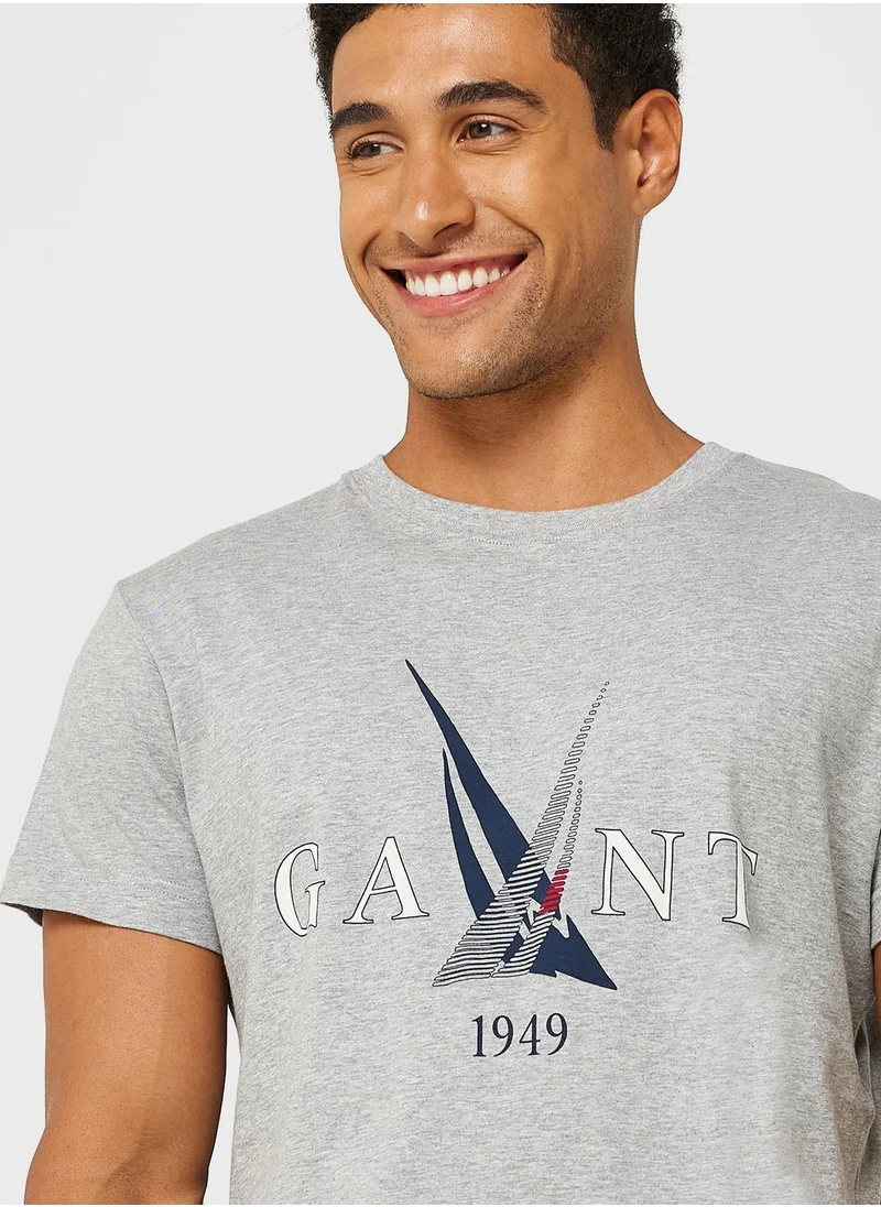 غانت Sail Print Crew Neck T-Shirt