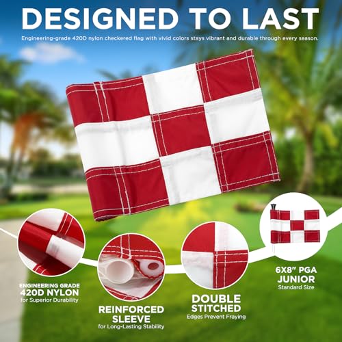 KINGTOP Miniature Golf Flagstick, Practice Putting Green Flags for Yard, Golf Pin Flag Hole Cup Set, Portable 2-Section Design, 3ft Flagpole, Indoor | Outdoor, Checkered Flag, 3-Pack - Image 3