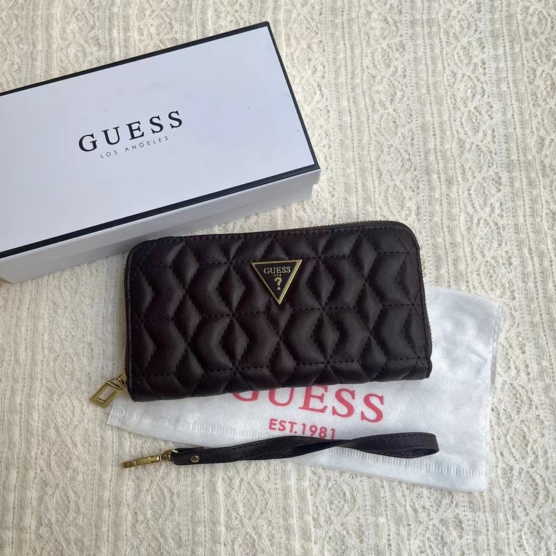 جيست محفظة طويلة كلاسيكية بنمط المعين متعددة الجيوب للبطاقات حاملة بطاقات بسيطة وفاخرة للنساء بسعة كبيرة باللون البني - Image 1