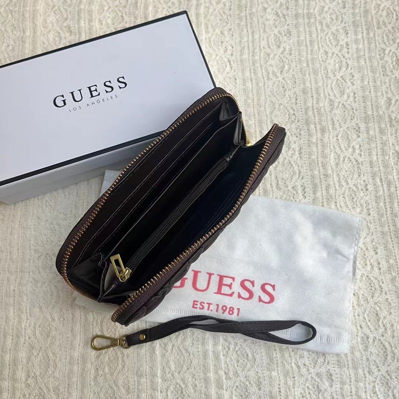 جيست محفظة طويلة كلاسيكية بنمط المعين متعددة الجيوب للبطاقات حاملة بطاقات بسيطة وفاخرة للنساء بسعة كبيرة باللون البني - Image 3