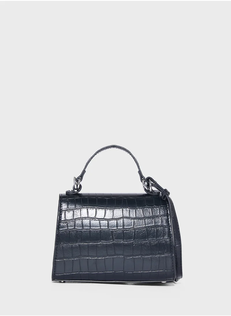 ايلا ليمتد اديشن Rhinestone Trim Croc Print Satchel Bag