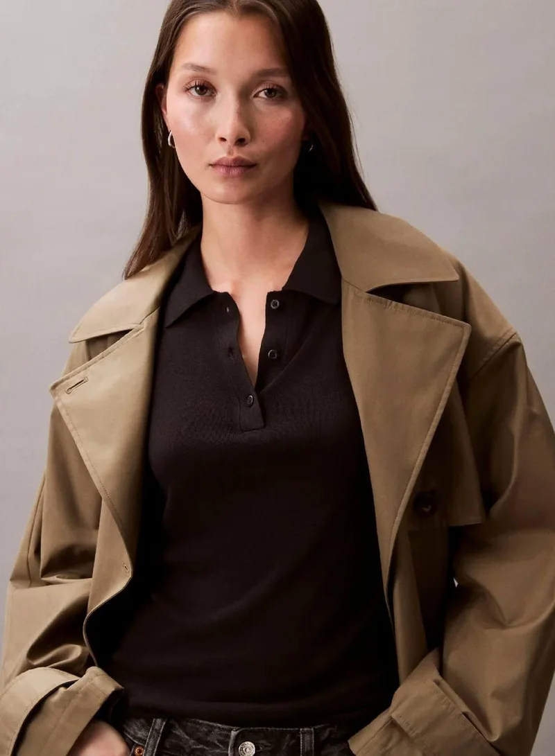 Calvin Klein Black Fine Gauge Viscose Polo for Women | Best Price UAE