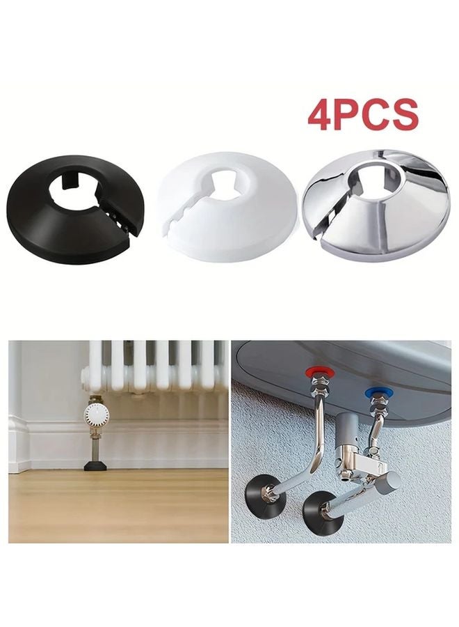 Black Plastic Triangular Valve Covers 4pcs Snap On Faucet Pipe Shields Wall Hole Camouflage Bathroom Decor - Image 2