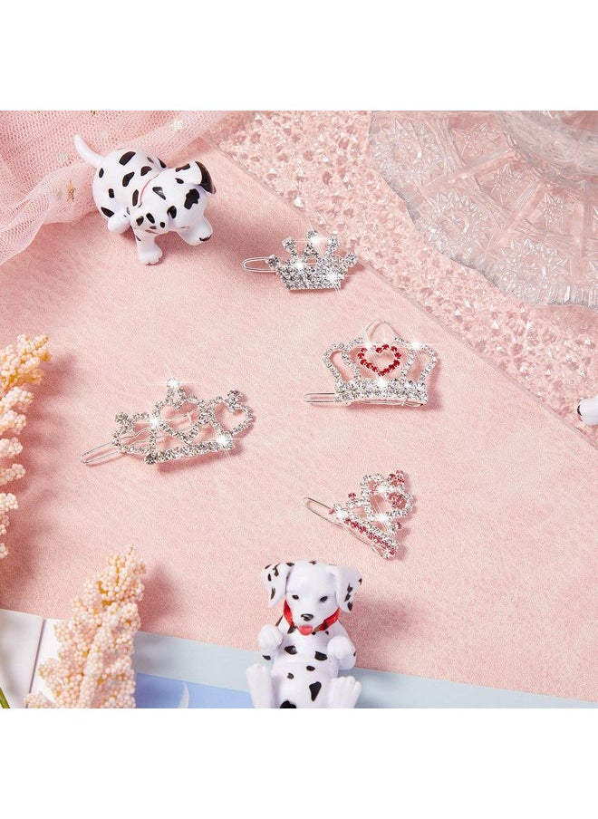 Reginary 9 Pieces Dog Tiara Crown Hair Clips Pet Crystal Rhinestone Barrette Clips for Dog Puppy Ear Crown Clips Clear Doggie Crown Clip Pet Grooming Hair Accessories for Pet Girl, 9 Styles (Vivid Style)  - Image 4