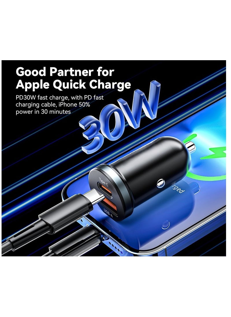 برو واحد شاحن سيارة ProOne 30W مزدوج USB - محول قابس سيارة سريع الشحن مع النوع C - متوافق مع iiPhonee15 Pro Max/15 Pro/15/14/13 Pro Max/12/11، ii Pad Pro/mini 6، Samsung S23/S22، Huawei ماتي20  - Image 5
