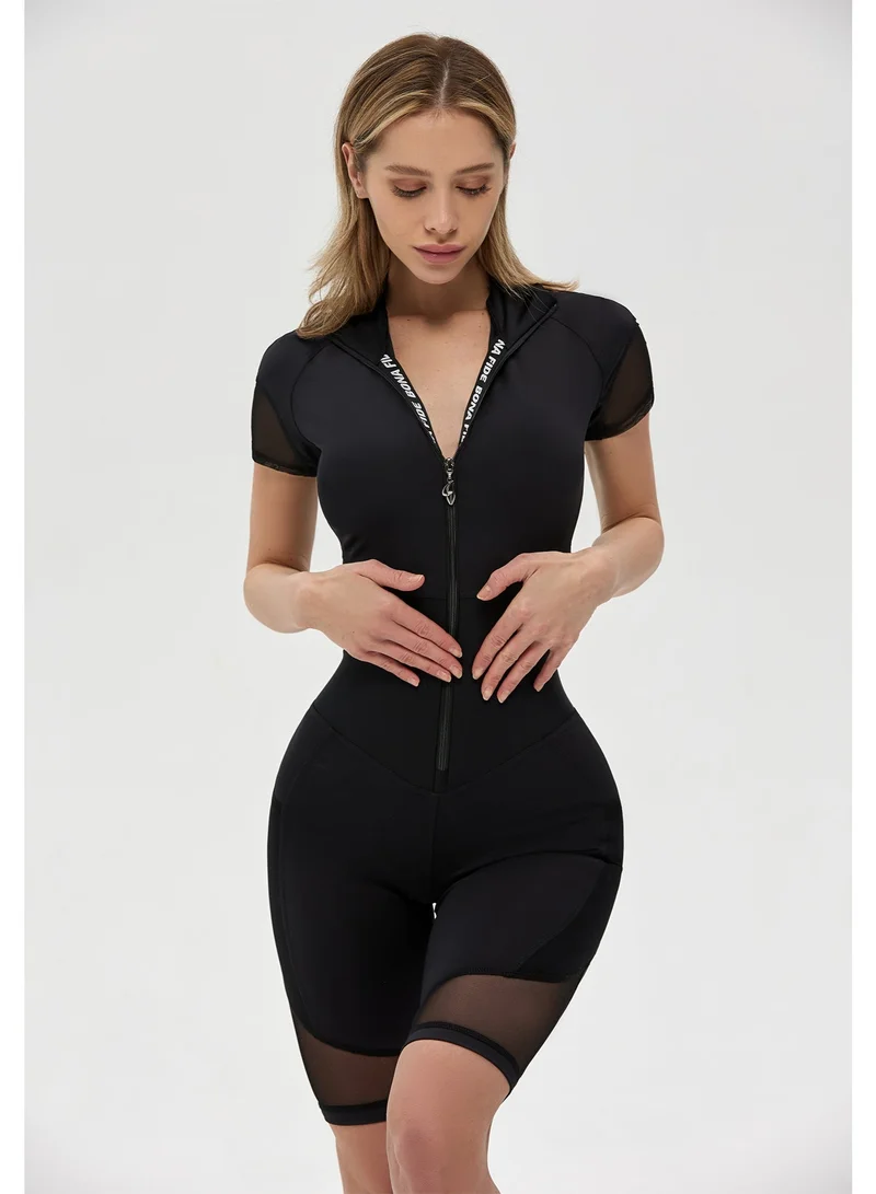 Bona Fide Bona Fide One Piece Workout Jumpsuit for Women – Short Sleeve Athletic Romper with Tummy Control and Sculpting Fit