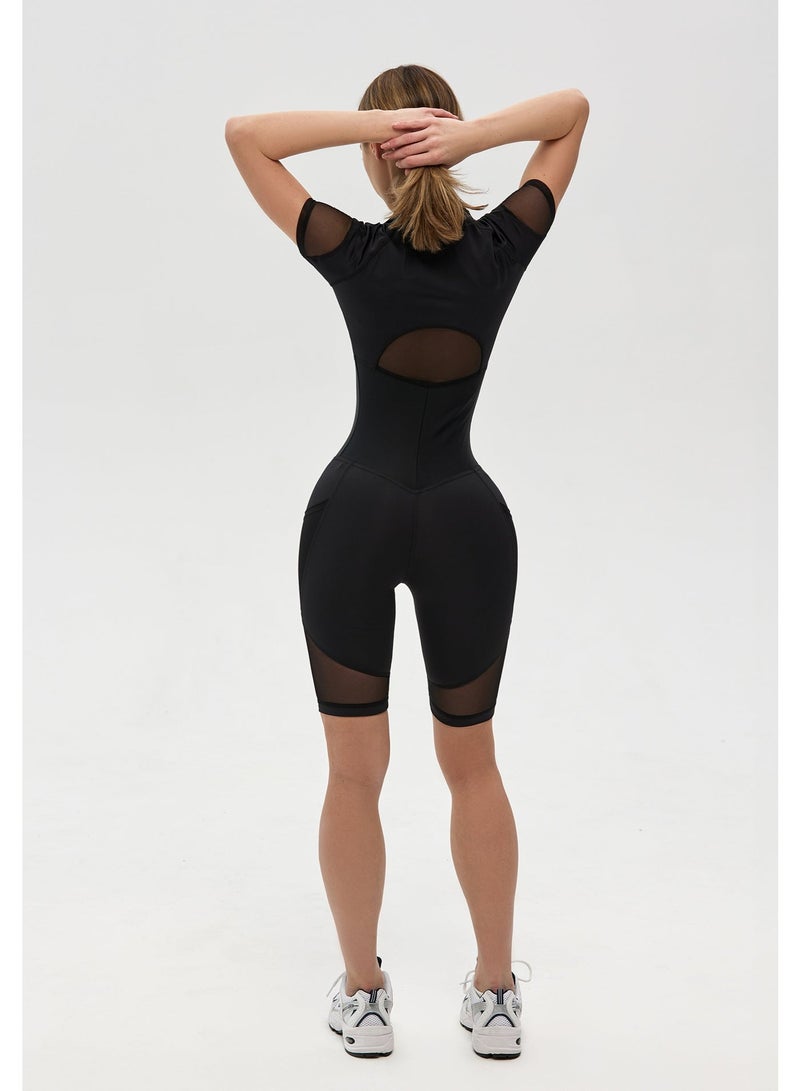 Bona Fide One Piece Workout Jumpsuit for Women – Short Sleeve Athletic Romper with Tummy Control and Sculpting Fit - Image 4