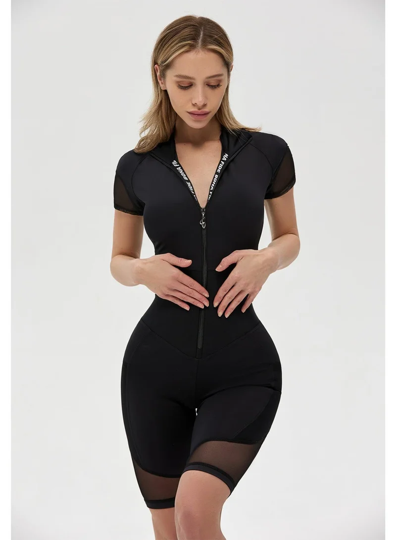 Bona Fide Bona Fide One Piece Workout Jumpsuit for Women – Short Sleeve Athletic Romper with Tummy Control and Sculpting Fit