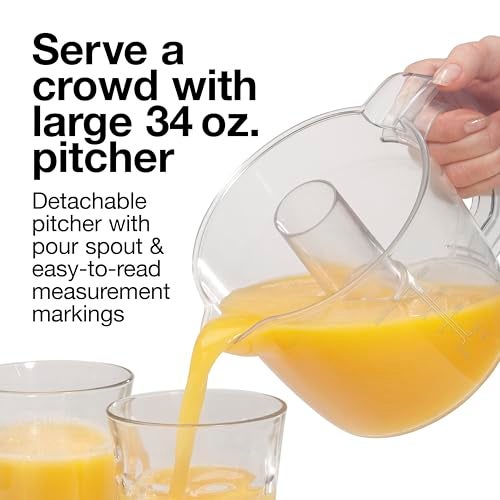 Proctor Silex Electric Citrus Juicer Machine, Large 34 oz. Pitcher, Pressure Activated, 2 Reamers for Big and Small Fruit, Pulp Control, for Orange, Lemon, Grapefruit Juice, White & Green (66340) - Image 5