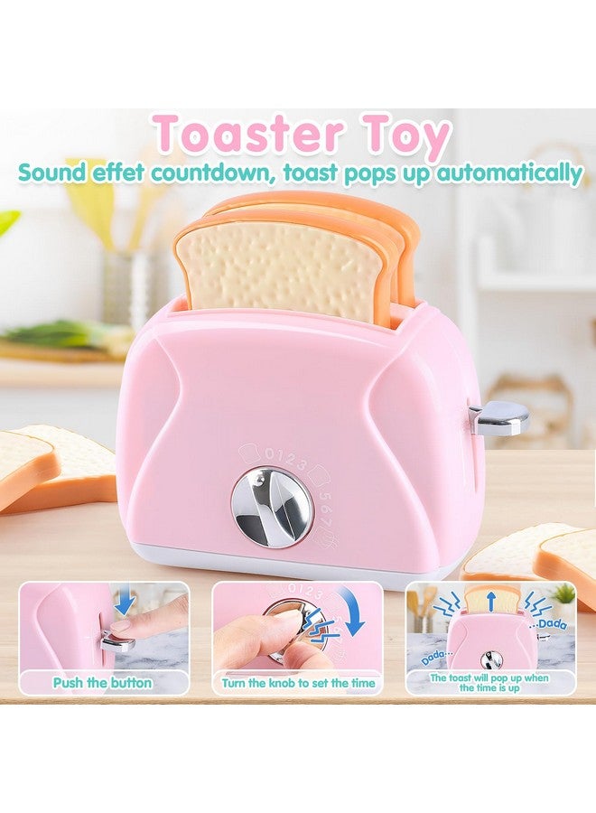 PLAY Kitchen Appliances Toys - Kids Kitchen Playset Accessories, Pretend Play Toy Sets With Coffee Maker, Mixer, Toaster With Realistic Lights & Sounds, Gifts For Toddler Girls Ages 2 3 4 5 6 7 - Image 5