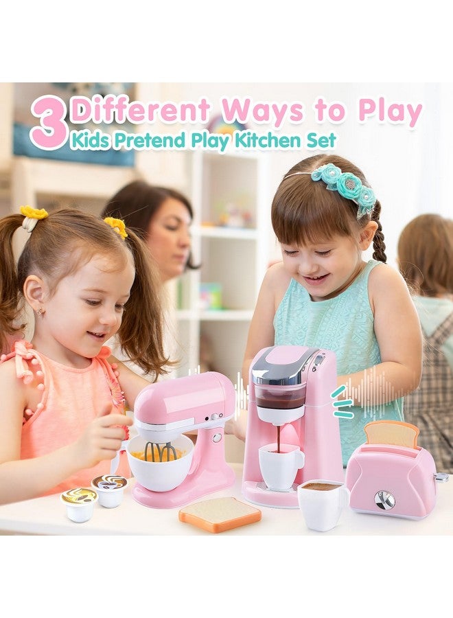PLAY Kitchen Appliances Toys - Kids Kitchen Playset Accessories, Pretend Play Toy Sets With Coffee Maker, Mixer, Toaster With Realistic Lights & Sounds, Gifts For Toddler Girls Ages 2 3 4 5 6 7 - Image 2