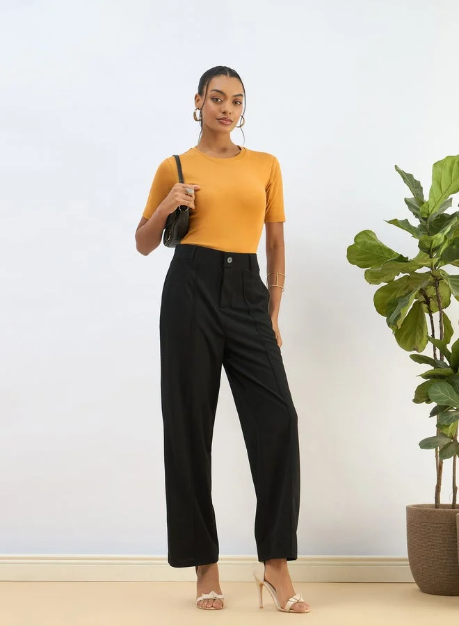 ساسافراس بلوزة قصيرة بأكمام قصيرة مضلعة بلون الخردل من ساسافراس