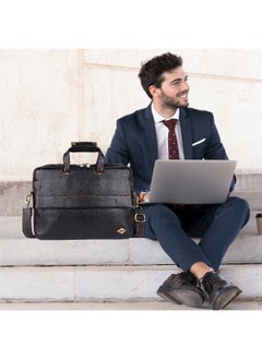 ليفراي حقيبة كمبيوتر محمول من الجلد الطبيعي للرجال والنساء من LAVERI® - تناسب حتى 15.6 بوصة حقيبة مكتب من جلد البقر حقيبة كروس بودي للأعمال حقيبة تنفيذية لجهاز iPad Macbook حزام كتف قابل للتعديل جودة ممتازة  - Image 2