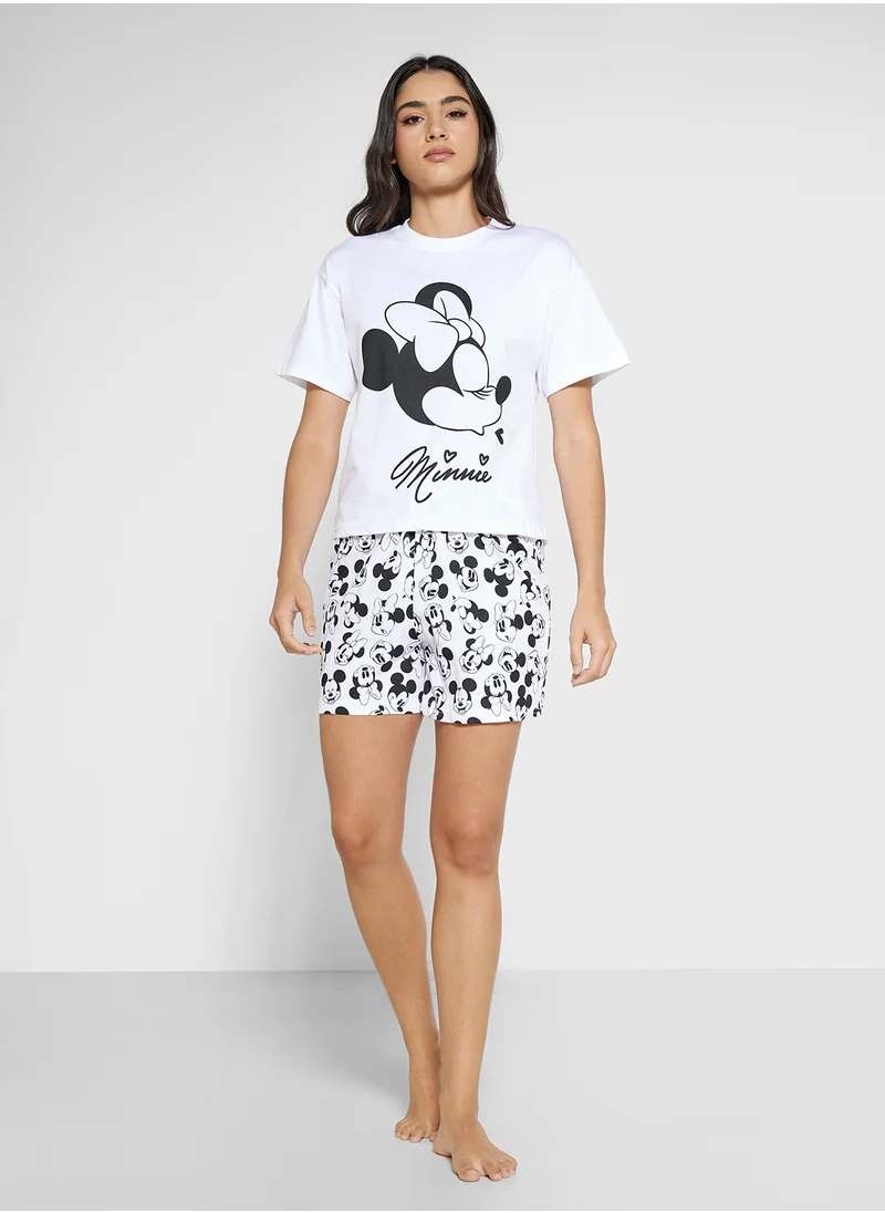 Disney Minnie Graphic T-Shirt & Short Pj Set