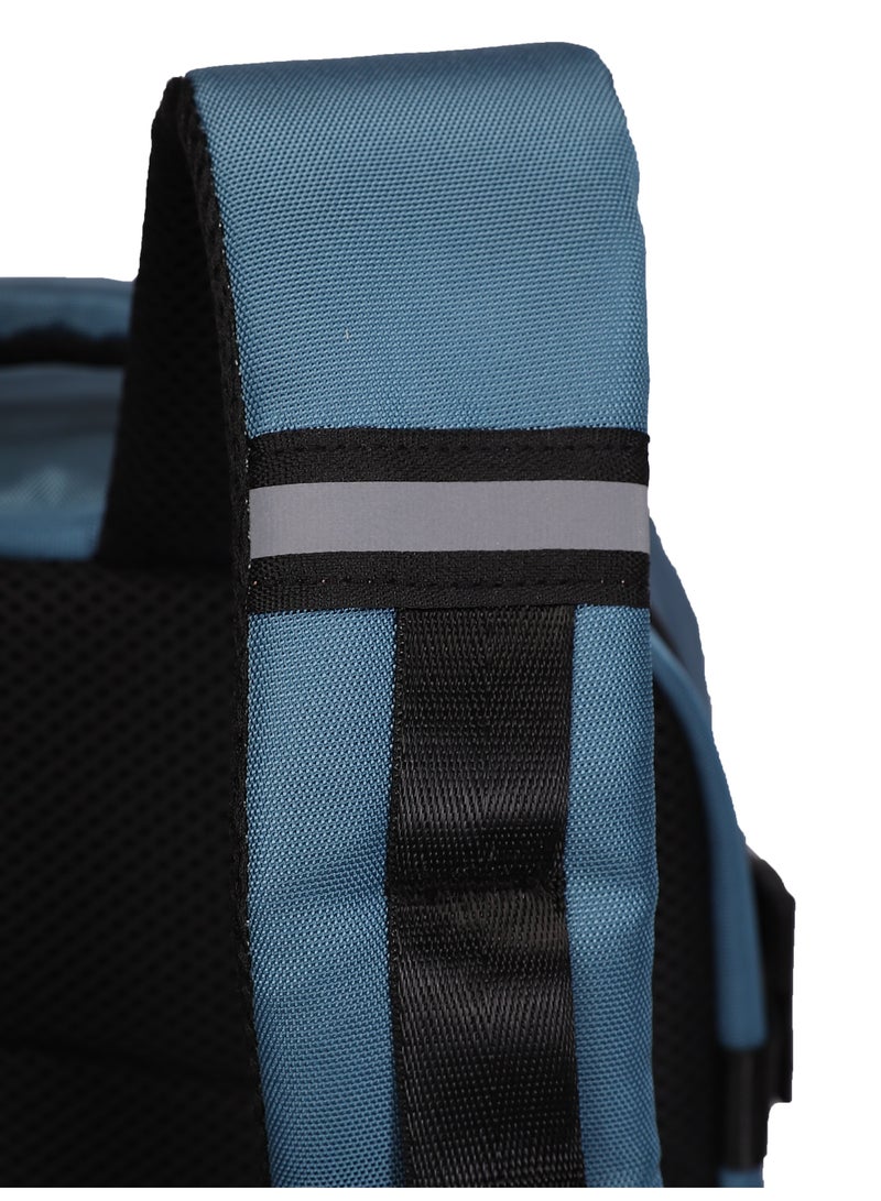 British Traveller BACK PACK ATHLETIC | 17-Inch Padded Laptop Compartment | Water-Resistant, Tear-Resistant Travel & School Bag with 9 Pockets and Reflective Strip | Lightweight Business & Outdoor Backpack - Blue - Image 5