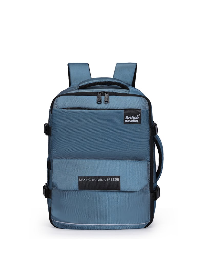 British Traveller BACK PACK ATHLETIC | 17-Inch Padded Laptop Compartment | Water-Resistant, Tear-Resistant Travel & School Bag with 9 Pockets and Reflective Strip | Lightweight Business & Outdoor Backpack - Blue - Image 1