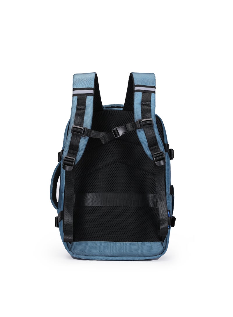 British Traveller BACK PACK ATHLETIC | 17-Inch Padded Laptop Compartment | Water-Resistant, Tear-Resistant Travel & School Bag with 9 Pockets and Reflective Strip | Lightweight Business & Outdoor Backpack - Blue - Image 4