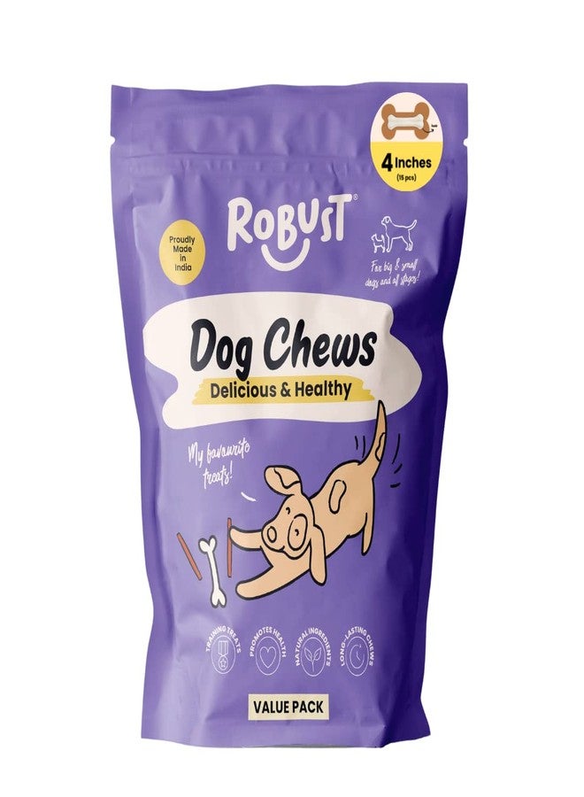 ROBUST Long Lasting All-Natural Dog Chew Bones To Keep Your Dog Entertained - 4 Inches (15 Units) | Premium Compressed Rawhide Chews For Small, Medium & Large Dogs - Image 3