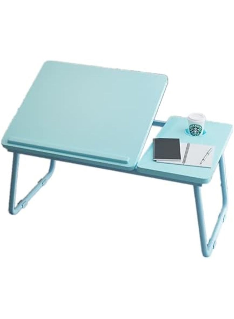 Huitich Wood Multi Purpose- Adjustable Laptop Desk For Study And Reading With Foldable Non Slip Legs Blue - Image 1