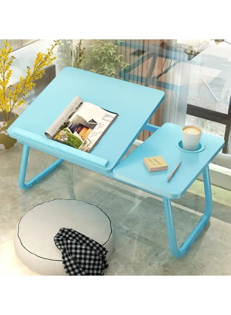 Huitich Wood Multi Purpose- Adjustable Laptop Desk For Study And Reading With Foldable Non Slip Legs Blue - Image 5