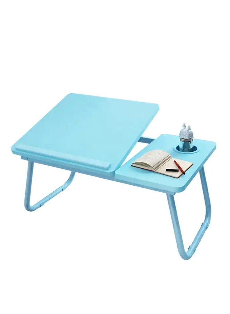 Huitich Wood Multi Purpose- Adjustable Laptop Desk For Study And Reading With Foldable Non Slip Legs Blue - Image 4