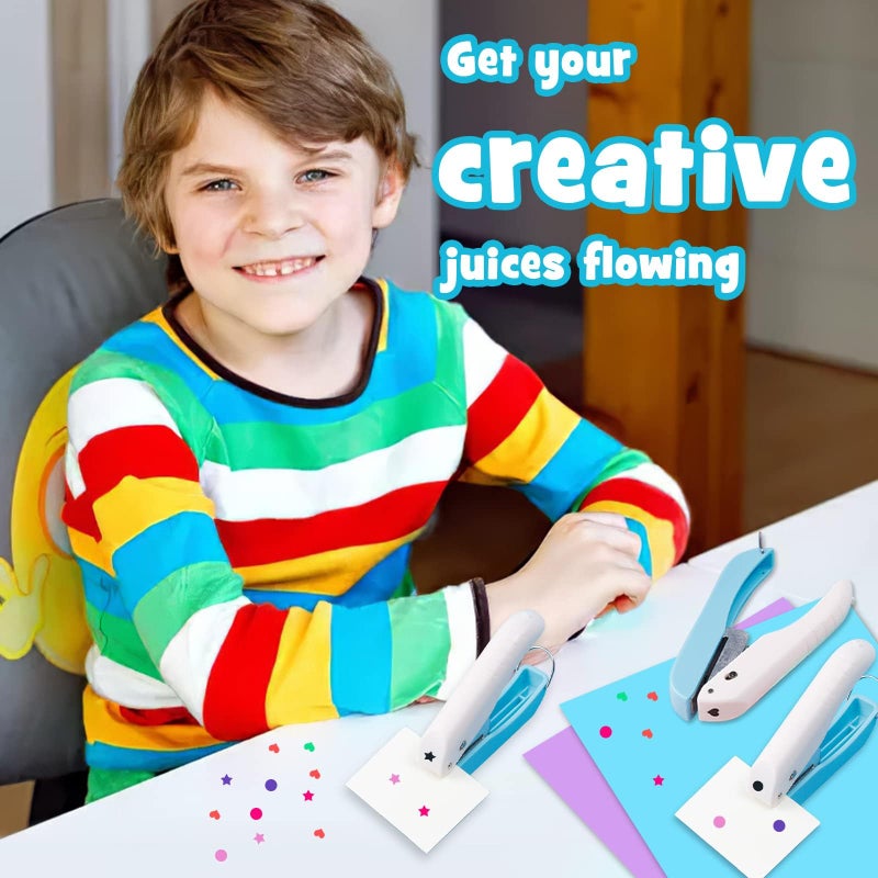 مجموعة من 3 أشكال لثقب الورق، مقاس 1/4 بوصة، ثقب يدوي صغير على شكل دائرة أو نجمة أو قلب، مناسب للبطاقات والملابس والتذاكر - Image 5