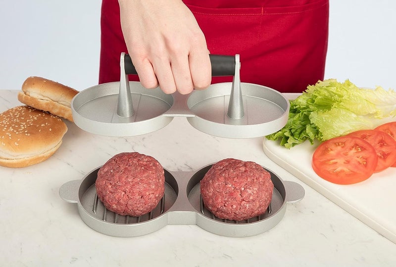 GLOWICK GLOWICK Aluminum Meat Presser with Wood Handle Food Grade Hamburger Press Patty Maker Suitable for Meat Beef Cheese Veggie Burger Maker 1Pcs  - Image 4