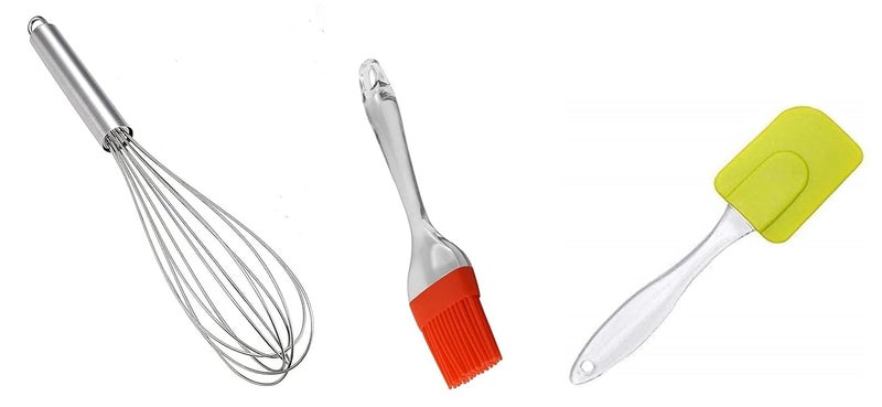 Dynore Stainless Steel 3 Pcs Multipurpose Kitchen Tools Combos- Whisk, Oil Brush and Spatula - Image 1