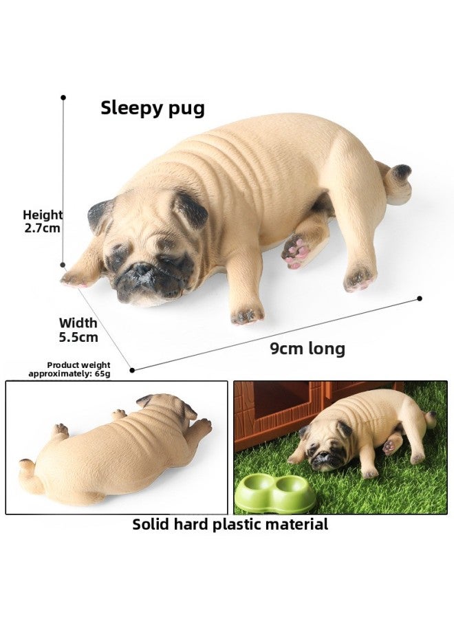 Simulation Dog Model Solid Ornaments Golden Retriever Chai Dog Corgi Bullfight Boxer Dog Greyhound Dog Wolf Dog Hand-held-Color:M-3264 Sleepy Mago (beige)