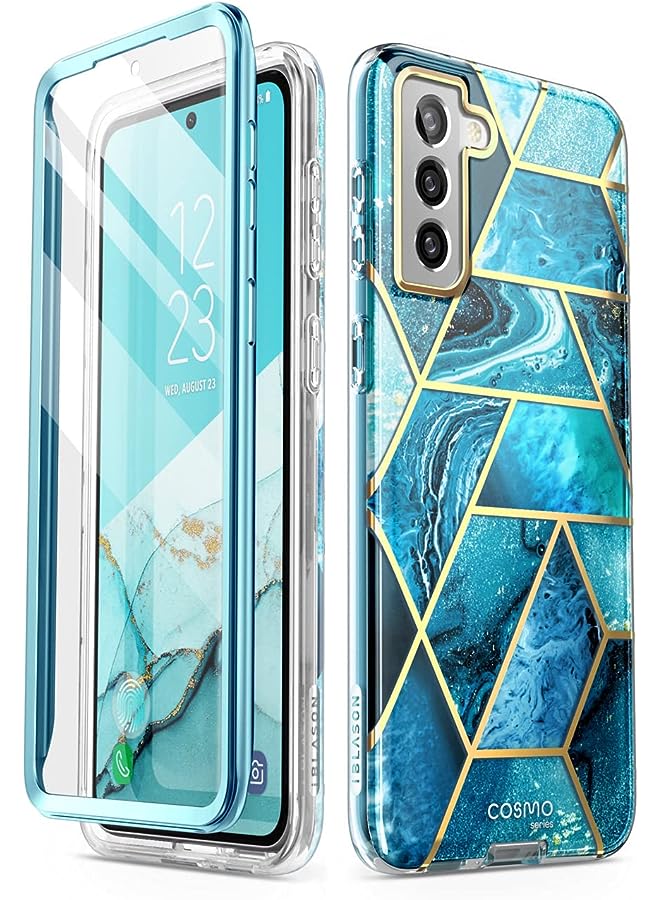 I-blason Cosmo Case for Samsung Galaxy S22 5G (2022 Release), Slim Stylish Protective Bumper Case with Built-in Screen Protector (Ocean) - Image 1