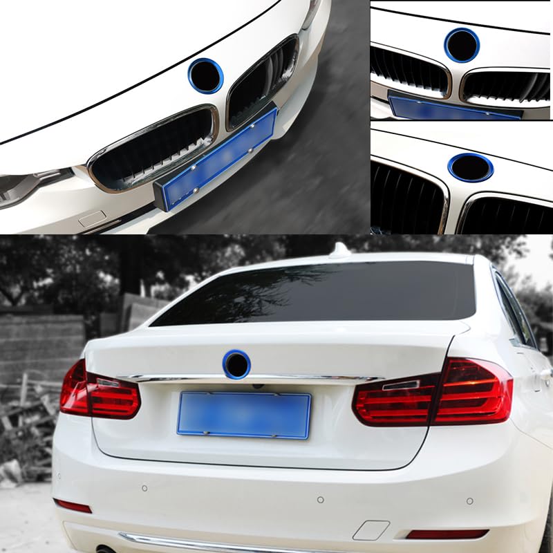 Ysbxitu Car Front Rear Logo Decoration,Cover Ring Trim,Fit for BMW 1 2 3 4 5 6 7 Z X Series,Hood Emblem Ring,Front Rear Car Logo Circle,Logo Circle Decoration,(82mm/3.2)*1+(74mm/2.9)*1-Blue - Image 3