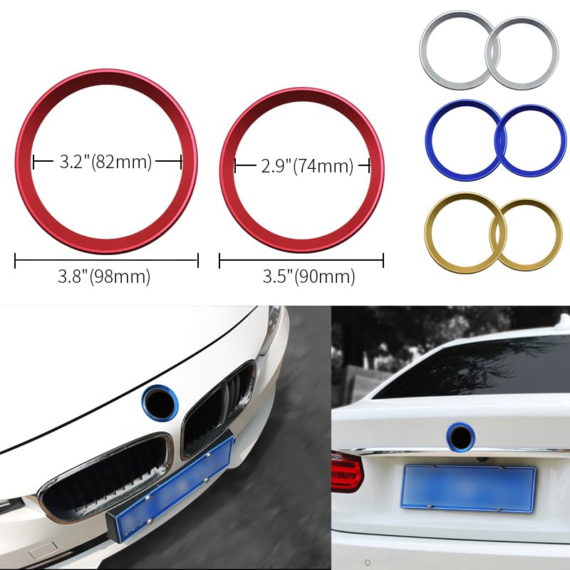 Ysbxitu Car Front Rear Logo Decoration,Cover Ring Trim,Fit for BMW 1 2 3 4 5 6 7 Z X Series,Hood Emblem Ring,Front Rear Car Logo Circle,Logo Circle Decoration,(82mm/3.2)*1+(74mm/2.9)*1-Blue - Image 5