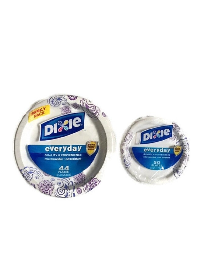 Dixie Everyday Paper Plate Bundle, Large and Small, Dinner (44 ct) and Dessert (50 ct), DESIGNS MAY VARY - Image 1