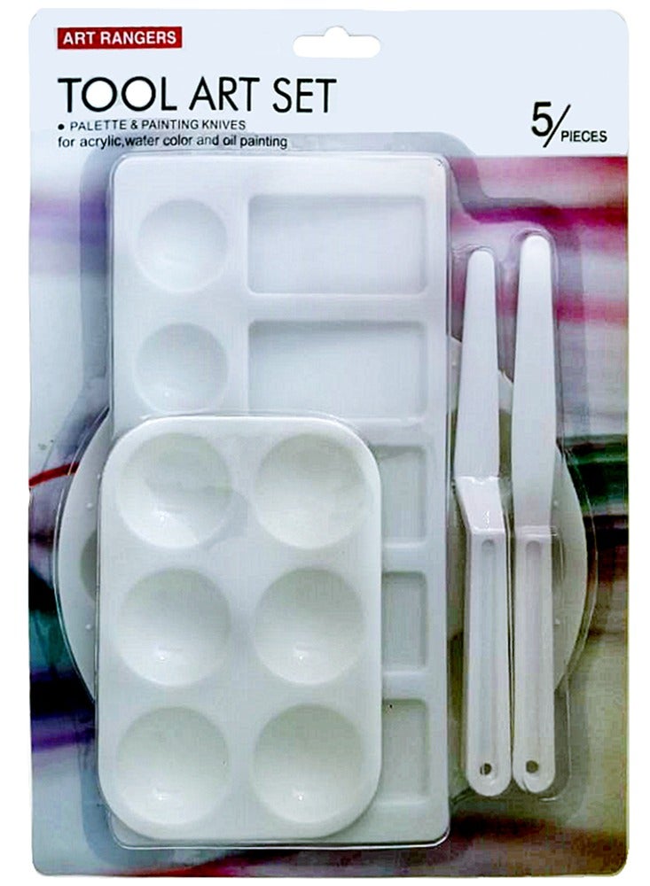ART RANGERS مجموعة أدوات الفن المكونة من 5 قطع مع لوحة وسكاكين رسم - Image 1