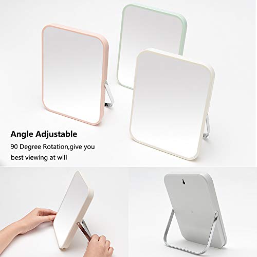 YEAKE Table Desk Vanity Makeup Mirror,8-Inch Portable Folding Mirror with Metal Stand 90°Adjustable Rotation Tavel Make Up Mirror Hanging Bathroom for Shower Shaving(Gray) - Image 4