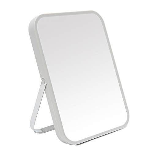 YEAKE Table Desk Vanity Makeup Mirror,8-Inch Portable Folding Mirror with Metal Stand 90°Adjustable Rotation Tavel Make Up Mirror Hanging Bathroom for Shower Shaving(Gray) - Image 1