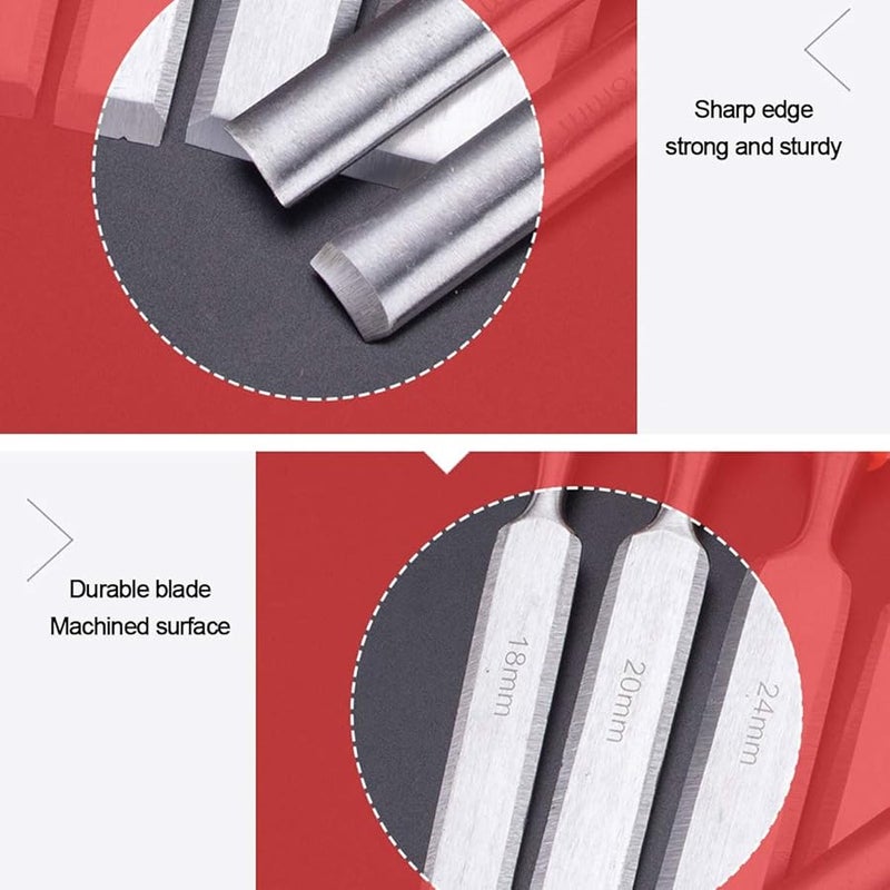 4 Piece Wood Chisel Set Cr V Steel Woodworking Carving Tools Soft Grip Handles - Image 5