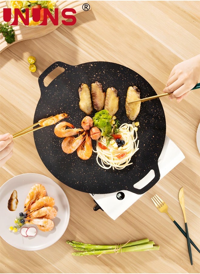 UNUNS 30cm Thickened BBQ Grill Pan,Grill Plate Barbecue Pan,Meat Roasting Pan Uncoated Nonstick Cookware for home Gas and outdoor stoves  - Image 5