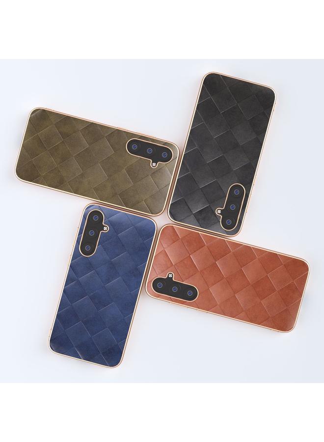 S-TOP Case For Samsung Galaxy S23 FE 5G Nano Plating Weave Plaid Texture PU Phone Case - Image 5