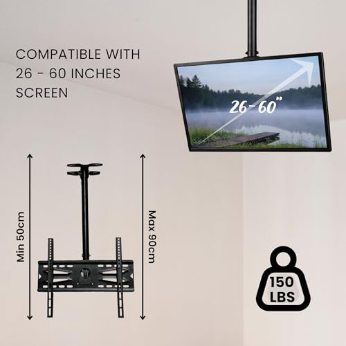 RISSACHI® Ceiling Mount TV Stand | Universal TV Stand for 26–60 Inch LED LCD | Movable & Adjustable TV Wall Mount | Heavy Duty Stand Movable Bracket - Image 2