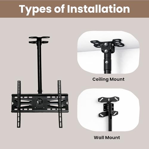 RISSACHI® Ceiling Mount TV Stand | Universal TV Stand for 26–60 Inch LED LCD | Movable & Adjustable TV Wall Mount | Heavy Duty Stand Movable Bracket - Image 4