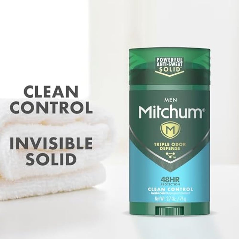 Mitchum Antiperspirant Deodorant Stick for Men, Triple Odor Defense Invisible Solid, 48 Hr Protection, Dermatologist Tested, Clean Control, 2.7 oz - Image 5