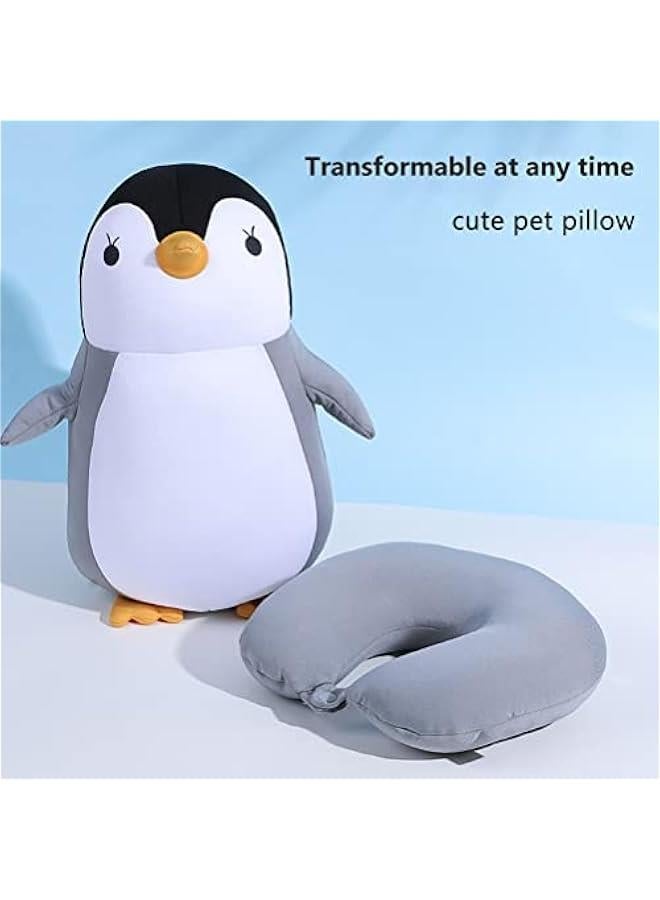 Travel Pillow, 2 in 1 Reversible Neck Pillow, Cute Penguin U Shape Pillow Neck Support Pillow for Traveling, Sleeping, Car, Home, Office(Black)  - Image 3