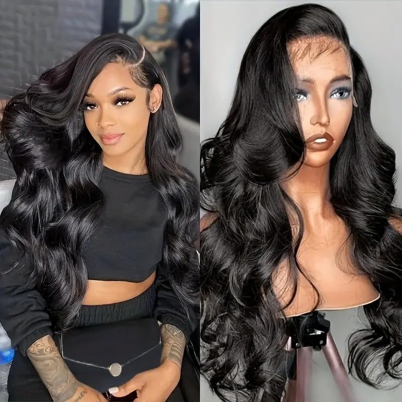 HANSAMU Body Wave Lace Front Human Hair Wigs Transparent Lace Frontal Wigs for Black Women Glueless Wigs (Natural Color 30 Inch) - Image 4