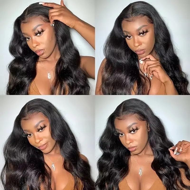 HANSAMU Body Wave Lace Front Human Hair Wigs Transparent Lace Frontal Wigs for Black Women Glueless Wigs (Natural Color 30 Inch) - Image 3