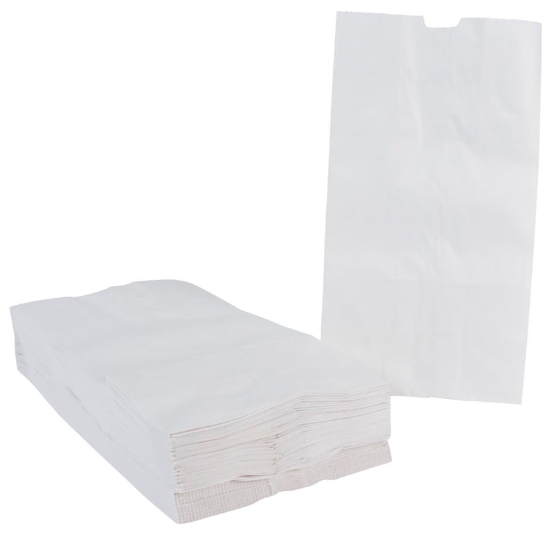 School Smart Pavilia Flat Bottom Paper Bags - 6 x 11 - Pack of 100 - White - Image 1