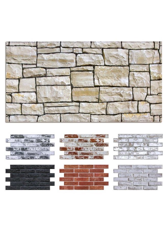 Commomy 12 pcs Faux Stone 3D Wall Panels Peel and Stick - 22.8" x 11.8" Thin & UrltraLight Stone Textured Wall Panel for Interior Tile Kitchen, Bedroom,Living Room,TV Background,RV - Image 1
