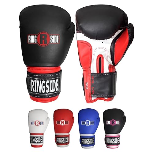Ringside Pro Style Boxing Training Gloves Kickboxing Muay Thai Gel Sparring Punching Bag Mitts, Small/Medium, Black/Red - Image 1